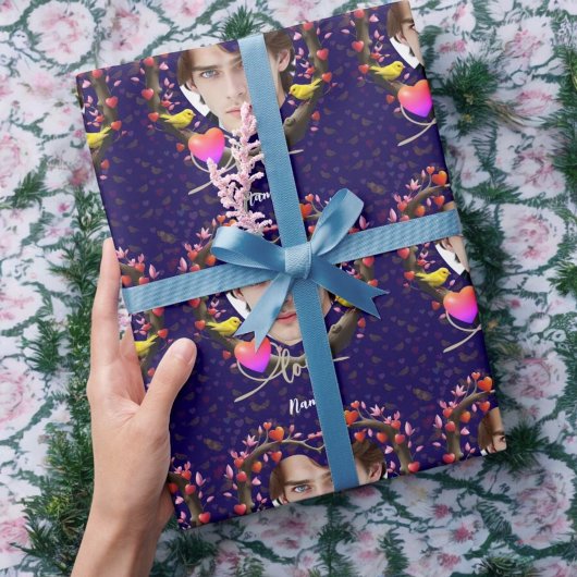 Valentinstag mit Kanarienvogel Geschenkpapier