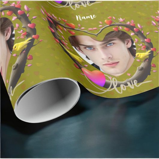 Valentinstag mit Kanarienvogel Geschenkpapier