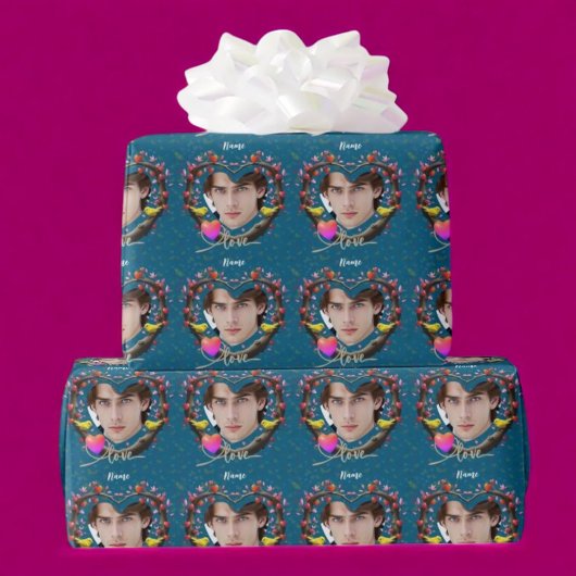 Valentinstag mit Kanarienvogel Geschenkpapier