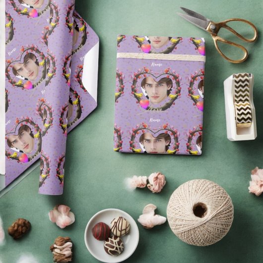 Valentinstag mit Kanarienvogel Geschenkpapier