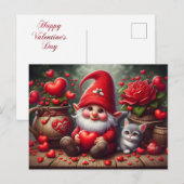 Valentinstag mit Katze Feiertagspostkarte (Vorne/Hinten)