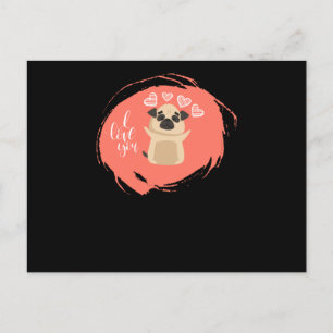 Valentinstag mit Kawaii Mops Dog Postkarte