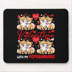Valentinstag mit meinen Pomeranians Paarhunde Kost Mousepad