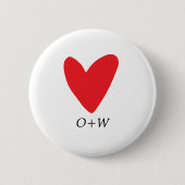 Valentinstag mit Monogramm rotes Herz Button (Vorderseite)