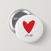 Valentinstag mit Monogramm rotes Herz Button (Vorne & Hinten)