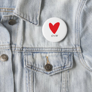 Valentinstag mit Monogramm rotes Herz Button