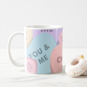Valentinstag mit niedlichem Candy Hearts Kaffeetasse
