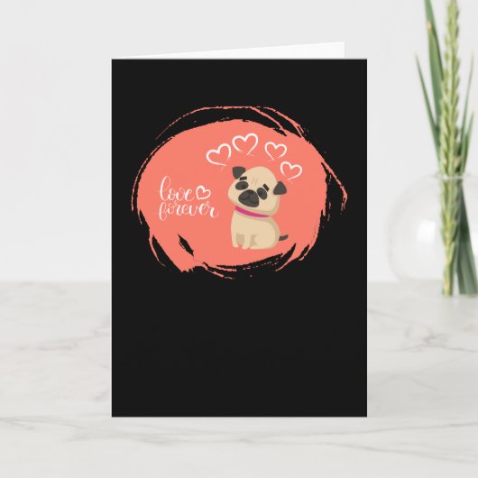 Valentinstag mit Niedlichem Mops Hund Karte (Vorderseite)