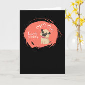 Valentinstag mit Niedlichem Mops Hund Karte (Gelbe Blume)