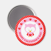 Valentinstag mit niedlichem Rosa Eule und Herz Magnet (Vorderseite/Rückseite)