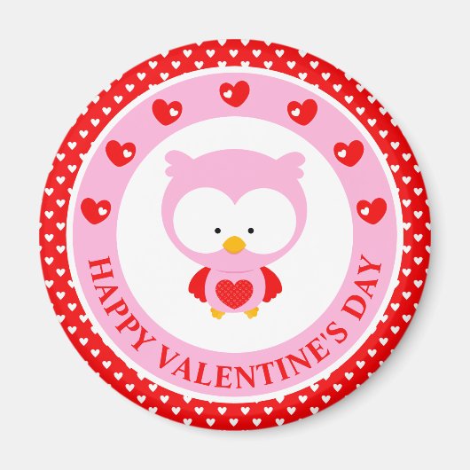 Valentinstag mit niedlichem Rosa Eule und Herz Magnet (Vorne)