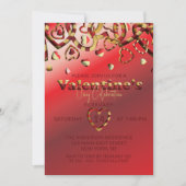 Valentinstag mit niedlichem Rot und goldgestreifte Einladung (Vorderseite)