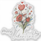 Valentinstag mit reichem Teddybär Aufkleber (Vorderseite)