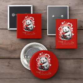 Valentinstag mit reichem Teddybär Button