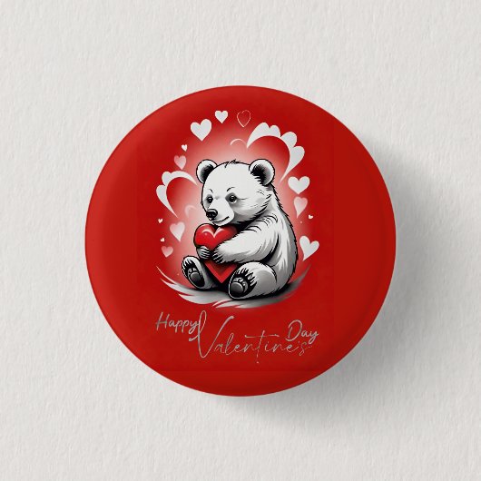 Valentinstag mit reichem Teddybär Button (Vorderseite)