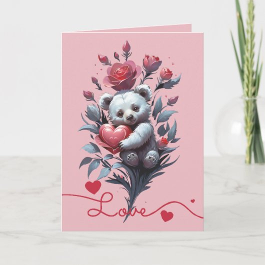 Valentinstag mit reichem Teddybär Feiertagskarte (Vorderseite)