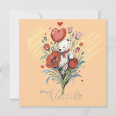 Valentinstag mit reichem Teddybär Feiertagskarte (Vorderseite)