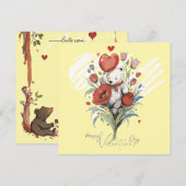 Valentinstag mit reichem Teddybär Feiertagskarte (Vorne/Hinten)