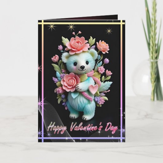 Valentinstag mit reichem Teddybär Feiertagskarte (Vorderseite)