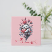 Valentinstag mit reichem Teddybär Feiertagskarte (Stehend Vorderseite)