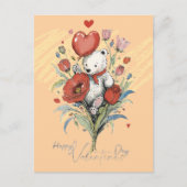 Valentinstag mit reichem Teddybär Feiertagspostkarte (Vorderseite)