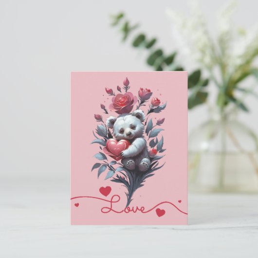 Valentinstag mit reichem Teddybär Feiertagspostkarte (Stehend Vorderseite)