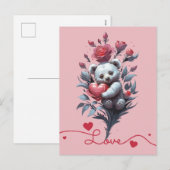 Valentinstag mit reichem Teddybär Feiertagspostkarte (Vorne/Hinten)