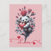 Valentinstag mit reichem Teddybär Feiertagspostkarte (Vorderseite)