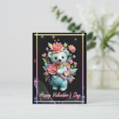 Valentinstag mit reichem Teddybär Feiertagspostkarte (Stehend Vorderseite)