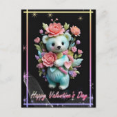 Valentinstag mit reichem Teddybär Feiertagspostkarte (Vorderseite)