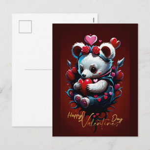 Valentinstag mit reichem Teddybär Feiertagspostkarte