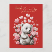 Valentinstag mit reichem Teddybär Feiertagspostkarte (Vorderseite)