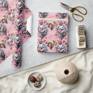 Valentinstag mit reichem Teddybär Geschenkpapier