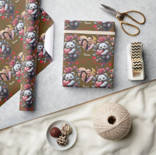 Valentinstag mit reichem Teddybär Geschenkpapier