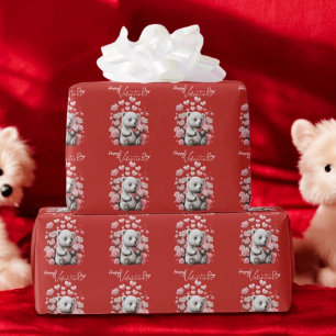 Valentinstag mit reichem Teddybär Geschenkpapier