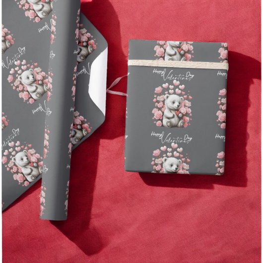 Valentinstag mit reichem Teddybär Geschenkpapier