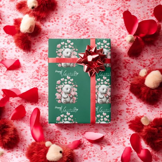 Valentinstag mit reichem Teddybär Geschenkpapier