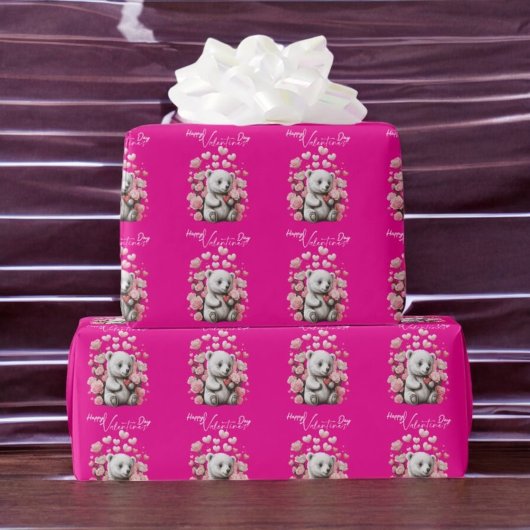Valentinstag mit reichem Teddybär Geschenkpapier