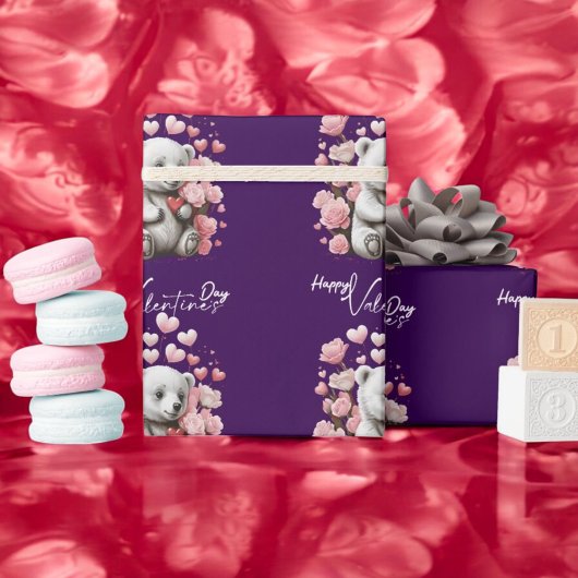 Valentinstag mit reichem Teddybär Geschenkpapier
