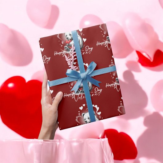 Valentinstag mit reichem Teddybär Geschenkpapier