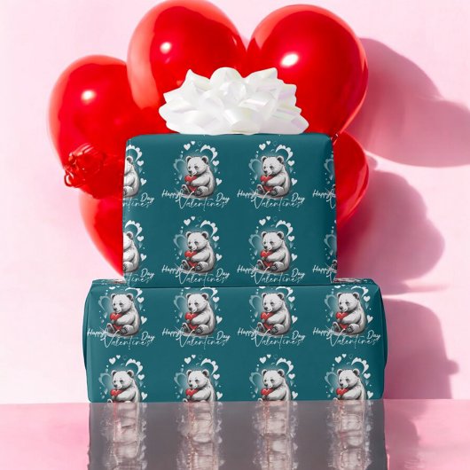 Valentinstag mit reichem Teddybär Geschenkpapier