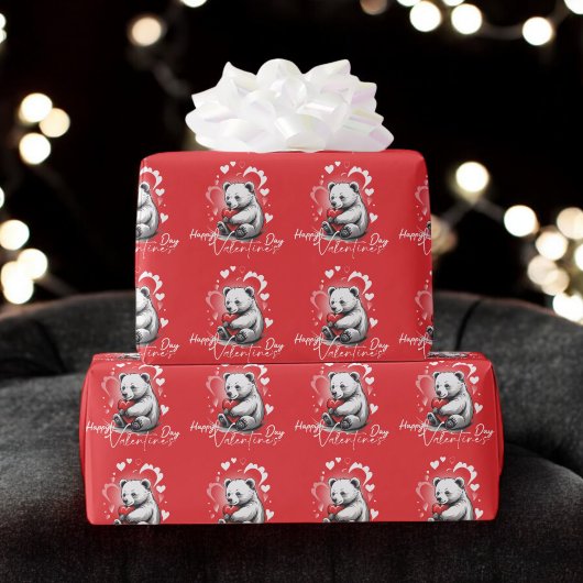 Valentinstag mit reichem Teddybär Geschenkpapier