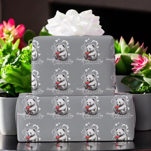 Valentinstag mit reichem Teddybär Geschenkpapier