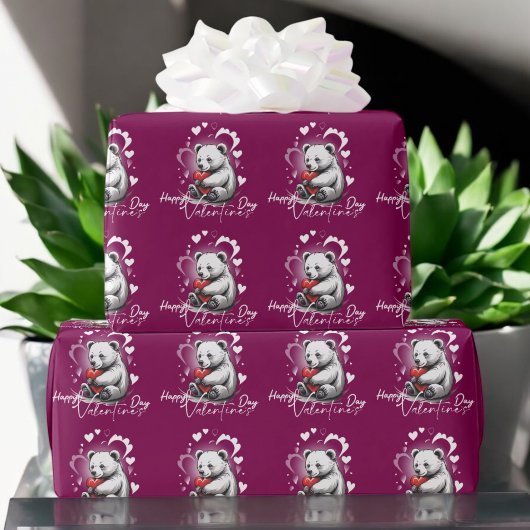 Valentinstag mit reichem Teddybär Geschenkpapier