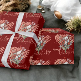 Valentinstag mit reichem Teddybär Geschenkpapier