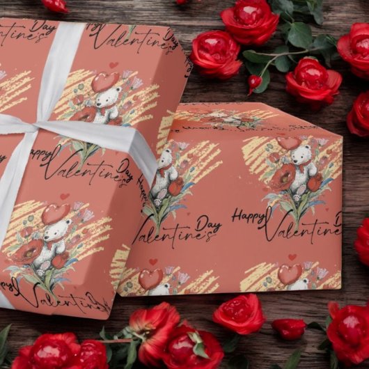 Valentinstag mit reichem Teddybär Geschenkpapier