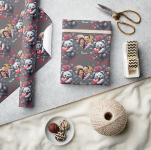 Valentinstag mit reichem Teddybär Geschenkpapier