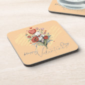 Valentinstag mit reichem Teddybär Getränkeuntersetzer (Linke Seite)