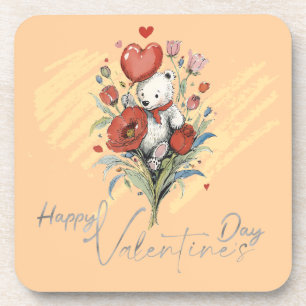 Valentinstag mit reichem Teddybär Getränkeuntersetzer