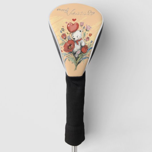 Valentinstag mit reichem Teddybär Golf Headcover (Vorderseite)